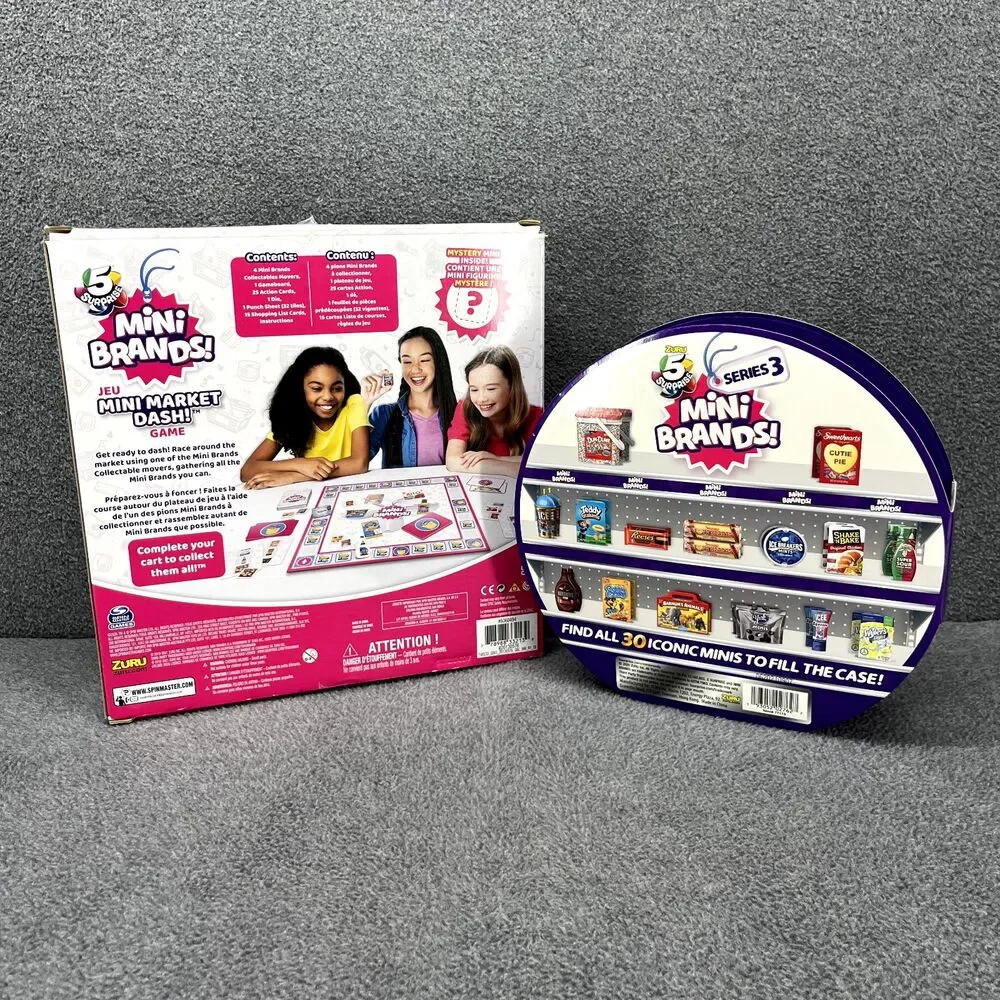 4 Surprise Mini‎ Brands Zuru Series 3 Collector's Case + Mini Market dash Game